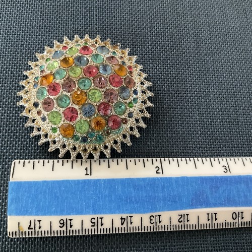 Vintage Multiple Stone Brooch With 6 Green Uranium Glass