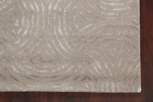 Modern Trellis Indian Oriental Wool/ Silk Area Rug Hand-tufted Silver Carpet 4x6 - Picture 4 of 10
