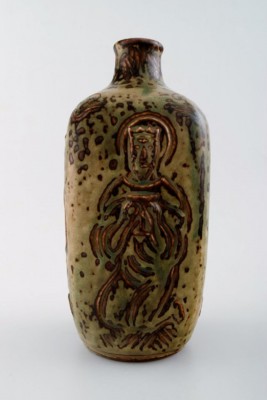 Royal Copenhagen Jais Nielsen Keramik Vase, Sonnenglasur. Biblische Motive.