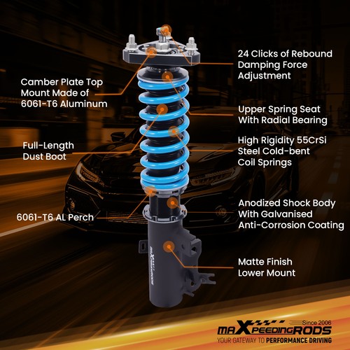 24 Way Damper Adjustable Coilovers Lowering Kit For Acura ILX 2016-2021 - Picture 6 of 17