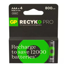 4x GP ReCyko Pro AAA NiMH Rechargeable Batteries 800mAh 1.2V 4.03 per battery