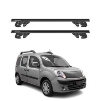 DachträGer GrundtäGer FüR Renault Kangoo II 2007-2021 Alu 90Kg TÜV Schwarz 2Tlg