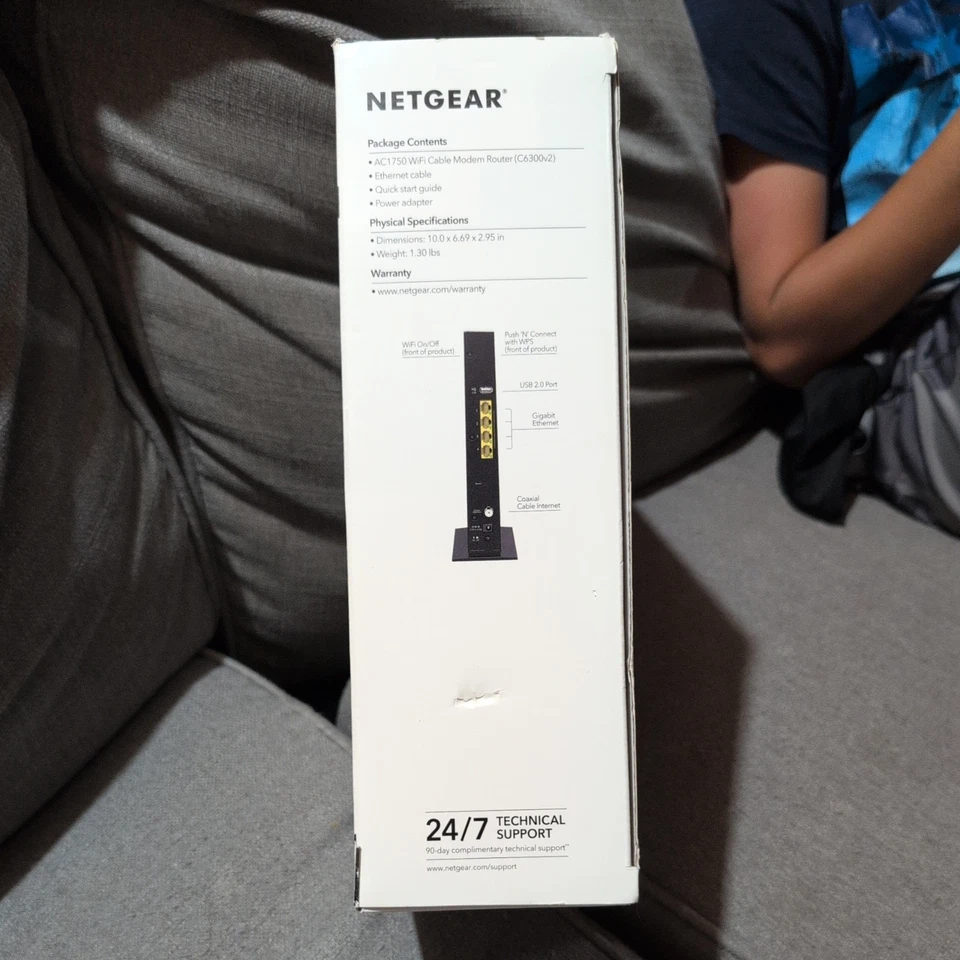 NETGEAR C6300 AC1750 WiFi Cable Modem Router – With Power Supply - Image 3 of 4