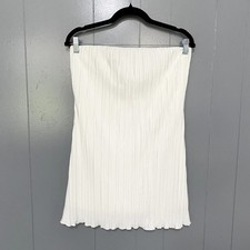 Urban Outfitters Ivory White Brittany Plisse Strapless Column Mini Dress M