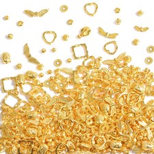 400Pcs Metal Spacer Beads for Jewelry Making, Silver Small, Large, Gold
