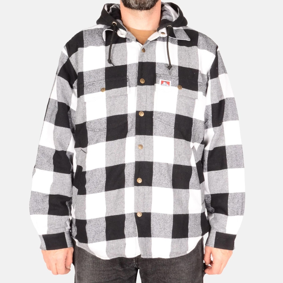 BEN DAVIS MEN'S FLANNEL JACKET W/ HOOD (S TO 3XL) | eBay