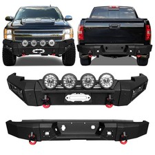 Vijay For 2007-2013 Chevy Silverado1500 Front Rear Bumper/winch Plate&led Lights