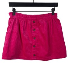Isaac Mizrahi Girls Skirt Size 10 12 Pink Corduroy A Line Button Front