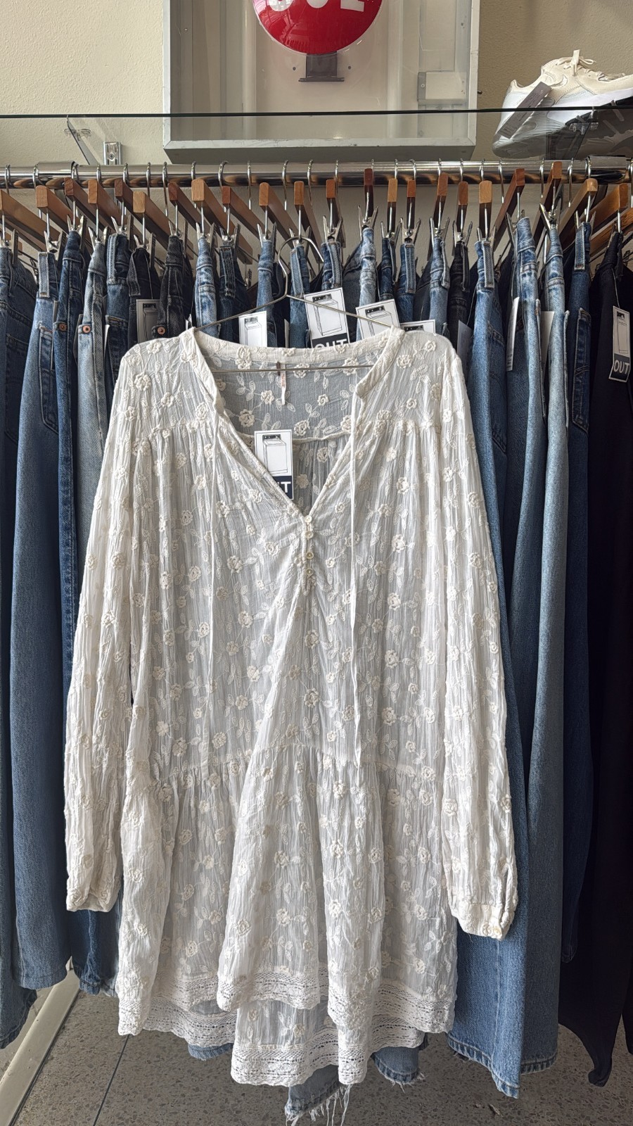 Modern Free People gauzy eyelit floral midi dress - Size: L