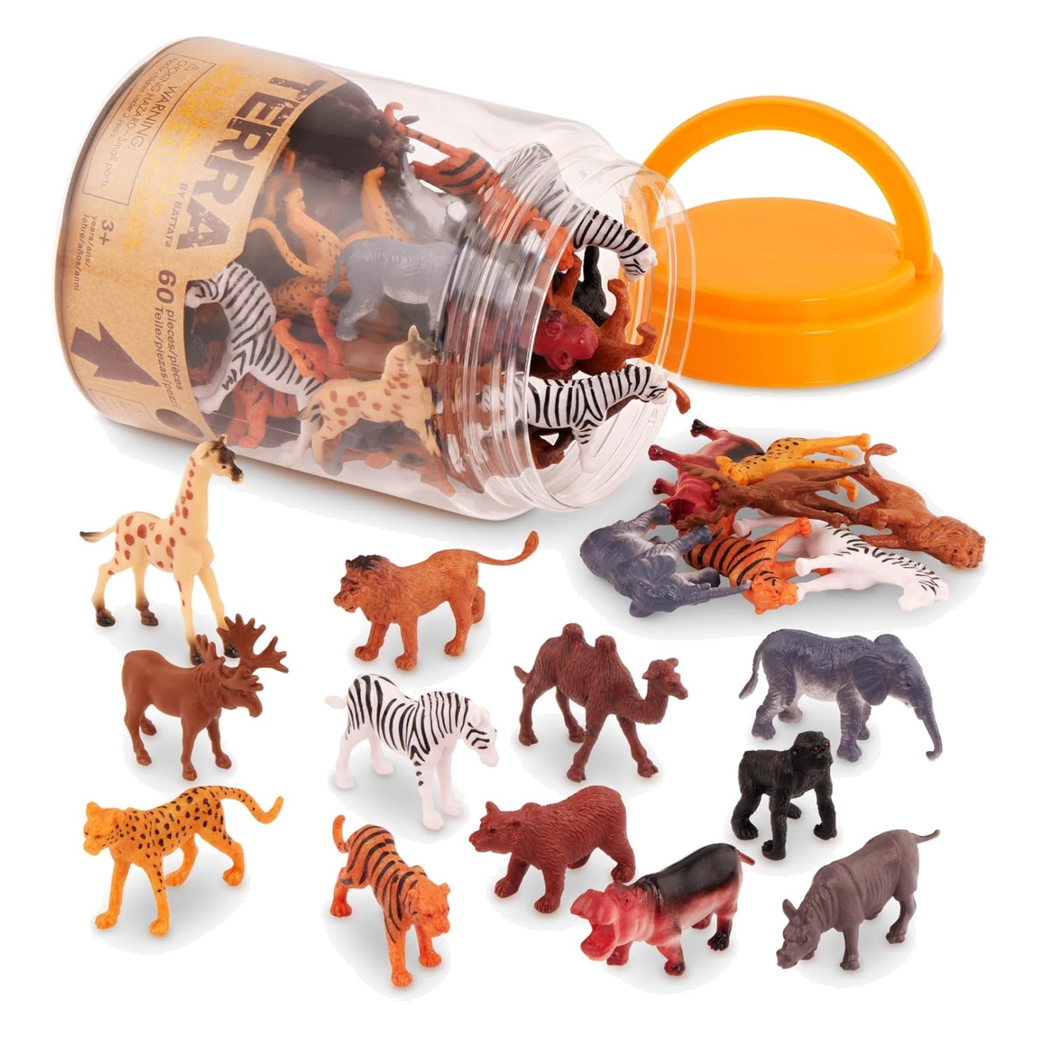 Educational 60-Piece Wild Creatures Tube: Miniature Animal Figurines for Fun!