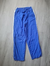 Vintage 80s Holloway White Stripe Track Pants Blue Adult Med Elastic Drawstring