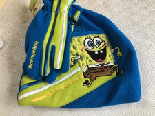 Spongebob Squarepants Fleece Hat Cap Beanie Gloves mittens purple 2 piecs set