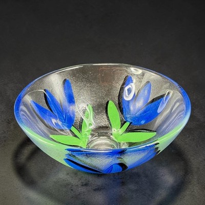 希少KOSTA BODA Ulrica Hydman-Vallienガラスボウル Kosta Boda Ulrica Hydman Vallien Tulip Glass Bowl Blue Green Hand