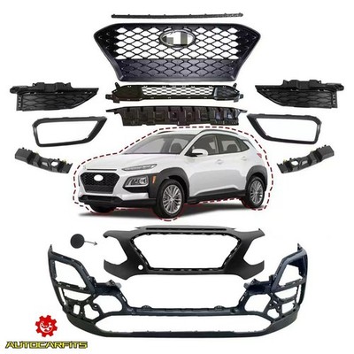 Front Bumper Upper&Lower W/Grille/Radiator Set For 2018-2021 Hyundai Kona 13Pcs