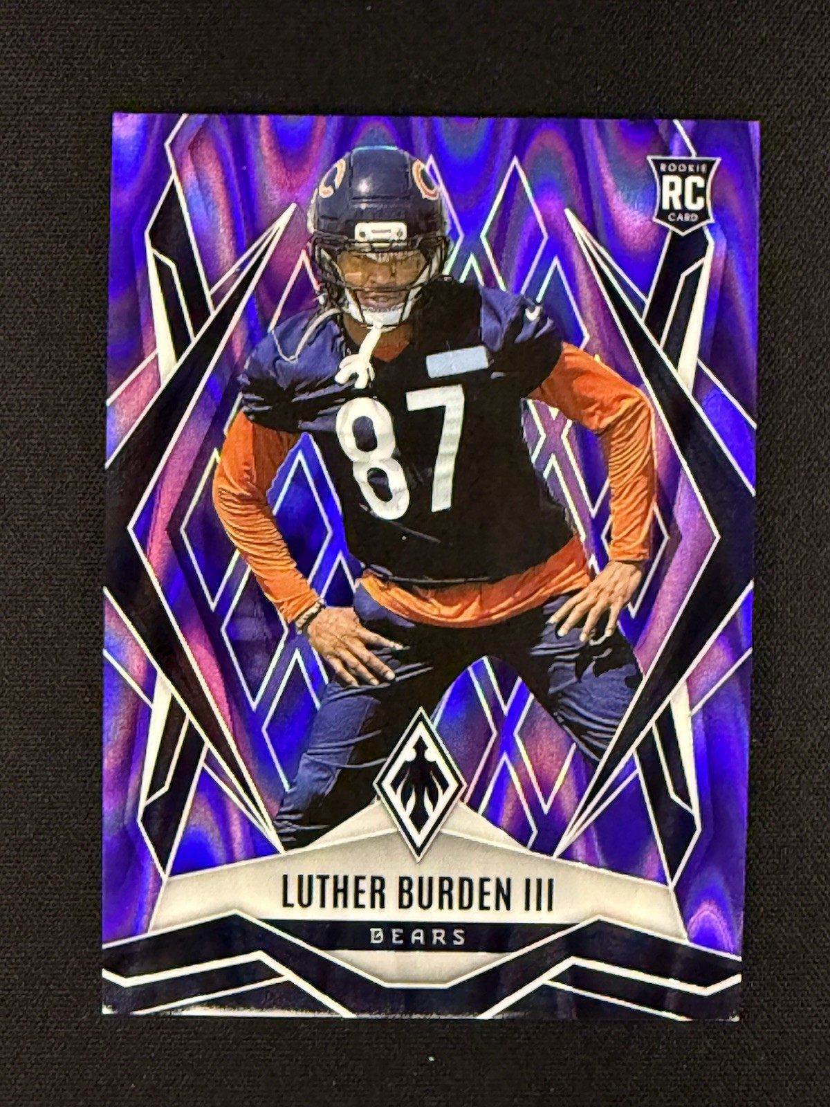 2025 Panini Phoenix Football Luther Burden III Purple Seismic /49 #196 RC Bears