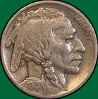 1921 Buffalo Nickel Very Fine VF Coin, Scratch #36230