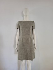 Valentino 'Miss V' Tweed Dress UK 10 12 EU 38 40 Brown & White Fitted Pencil VTG