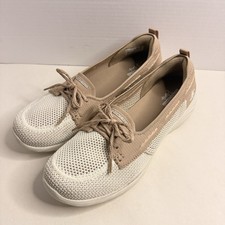 Skechers On The Go Ideal Seas The Day Womens 9 Taupe Knit Walking Shoes