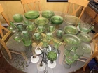 1920-30'S Uranium depression glass LARGE LOT 73pc,plates,bowls,cups please read