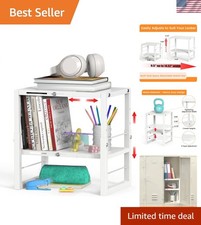 Locker Organizer Shelf White, Metal Adjustable Width and Height, Ideal Locker...