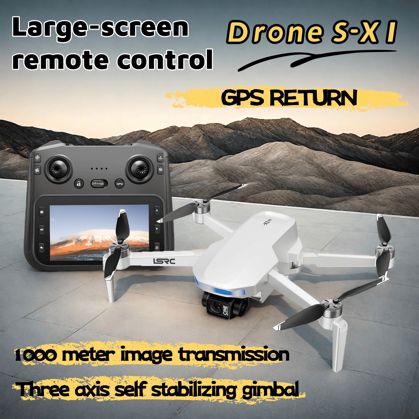 S-X1 GPS Drone 4K 3-Axis Gimbal 7m/s Auto Return 25Min Aeria