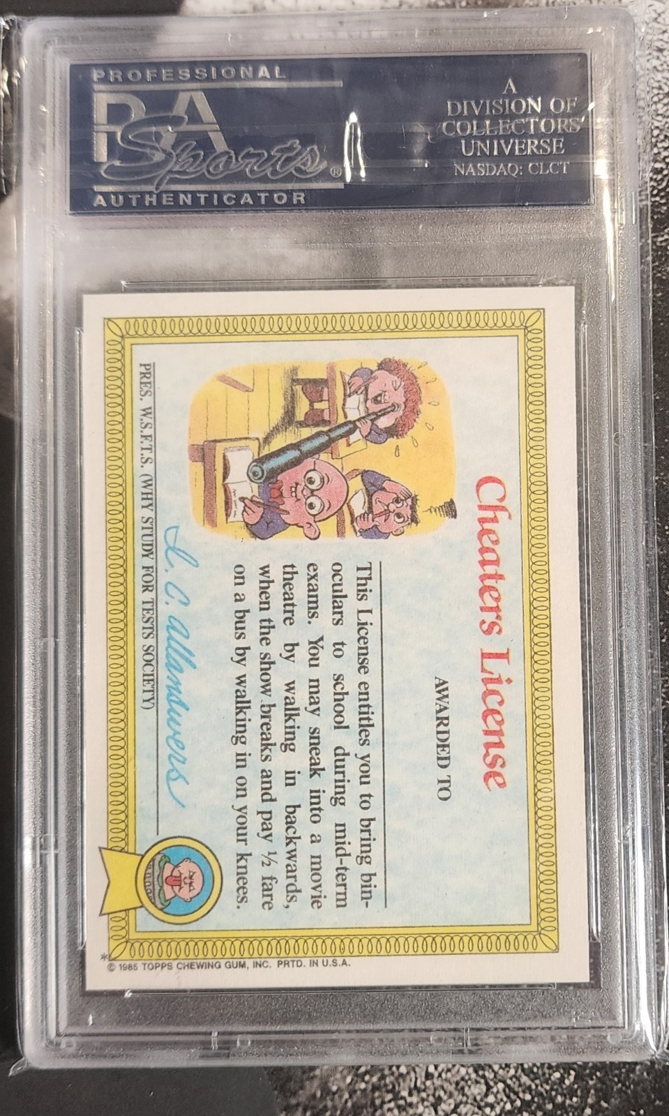 1985 Garbage Pail Kids Adam Bomb #8a PSA 8 Original Series 1 Sticker view 2