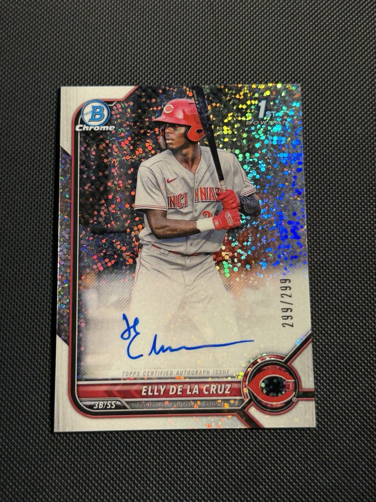 Elly De La Cruz Rookie Auto Speckle /299 2022 Bowman Chromeđź’ŽBOOKEND #299/299