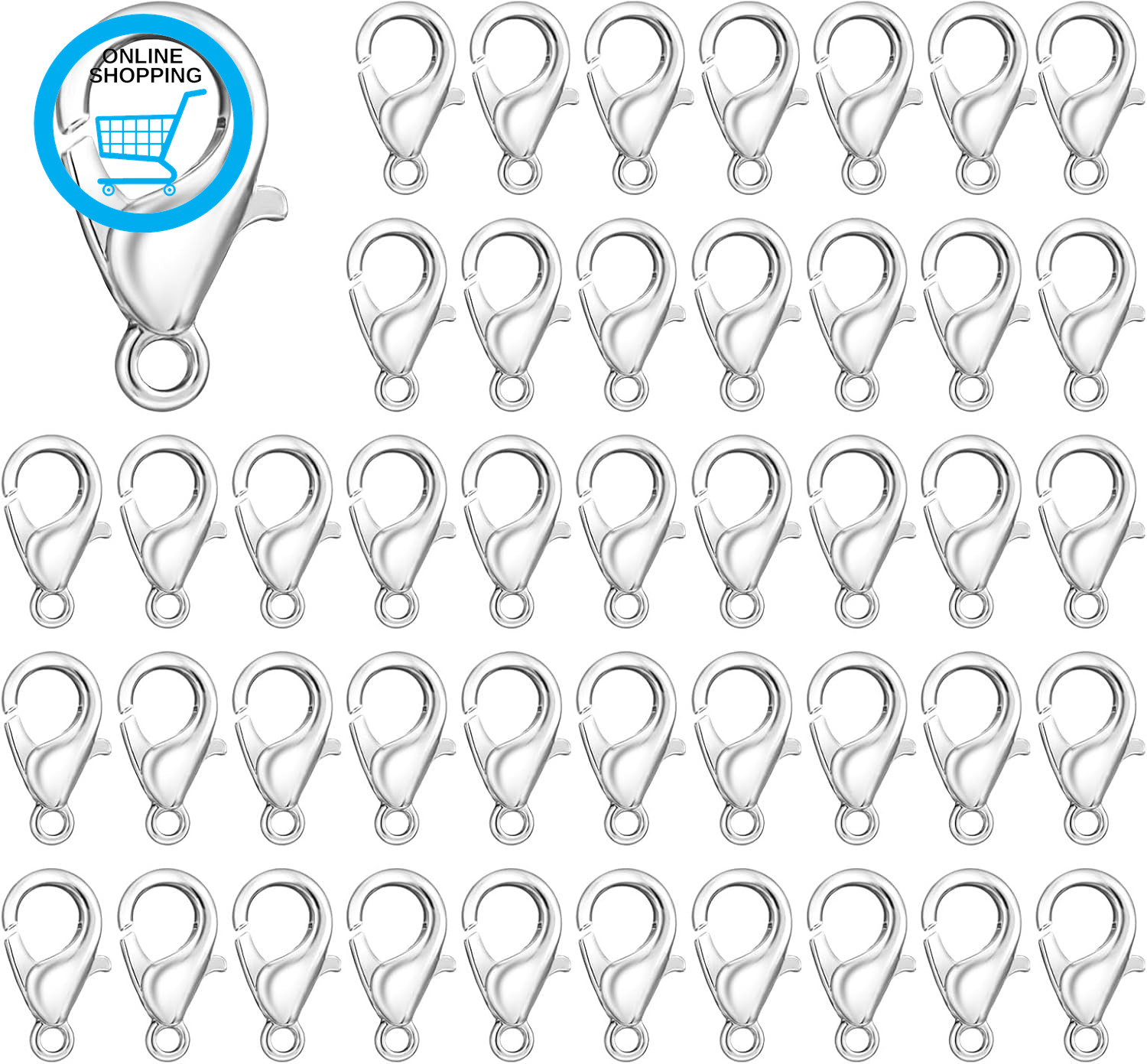 200 Pcs Lobster Clasp Silver Lobster Claw Clasps Lobsters Clasp for Jewelry Maki