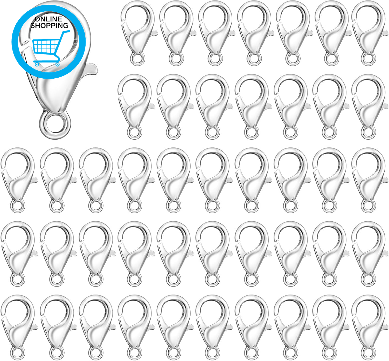 200 Pcs Lobster Clasp Silver Lobster Claw Clasps Lobsters Clasp for Jewelry Maki