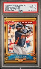 2021 Topps Finest Flashbacks Yordan Alvarez #139 Gold Refractor /50 PSA 10