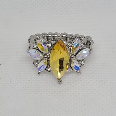 Lite Yellow Stretch Ring Iridescent  Size 8