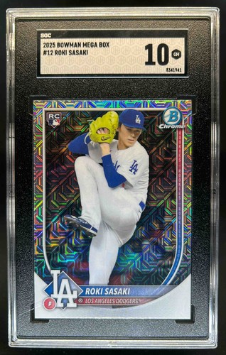 2025 Bowman Roki Sasaki Mega Box RC Refractor Rookie #12 Dodgers SGC 10