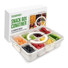 8 - Compartments Divide Serving Tray with Lid and Handle Lightweight and Small 