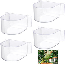 4 Pcs Clear Bird Cage Feeder Bird Food Water Bowls Dish for Cage Feeding Drin...