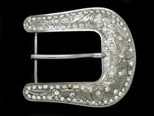 UE13108 VINTAGE 1970s FLORAL ORNAMENTAL BLING WESTERN COWBOY FASHION BUCKLE