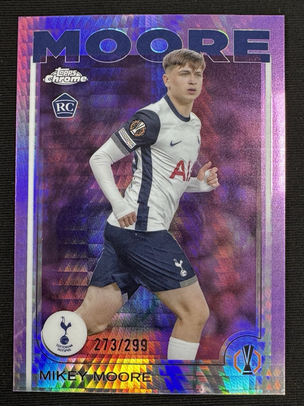 2024-25 Topps Chrome UEFA #199 MIKEY MOORE /299 RC Violet Prism Refractor