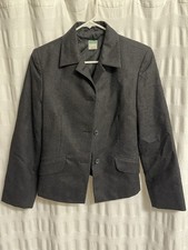 Vtg United BENETTON jacket blazer 100 wool made in Italy Charcoal Black 40 XS