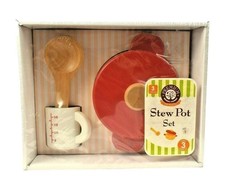 Woody Puddy USA Wooden Stew Pot 3 Piece Playset New Pretend Play Cooking