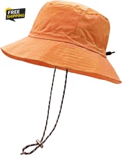 Waterproof Bucket Rain Hat with Chin Strap Quick Dry Packable Boonie Sun Hat