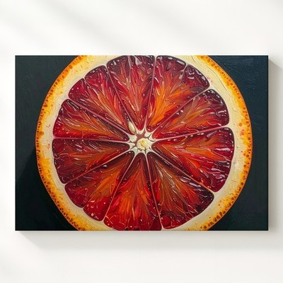 Blood Orange Half Canvasbold Textured Citrus Oil Painting Wall Art