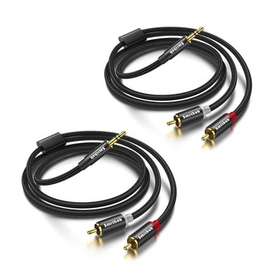 2 Pack 3.5mm to RCA Cable,Gold Plated,Nylon Braided 1/8 to Stereo Aux Cord [L...