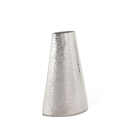 10" Silver Hammered Cone Aluminum Table Vase - Picture 3 of 7