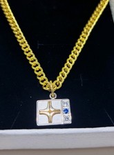 10k White Gold-Dimond Pendant 12k Gold Filled Chain and Tie Clip Collectable