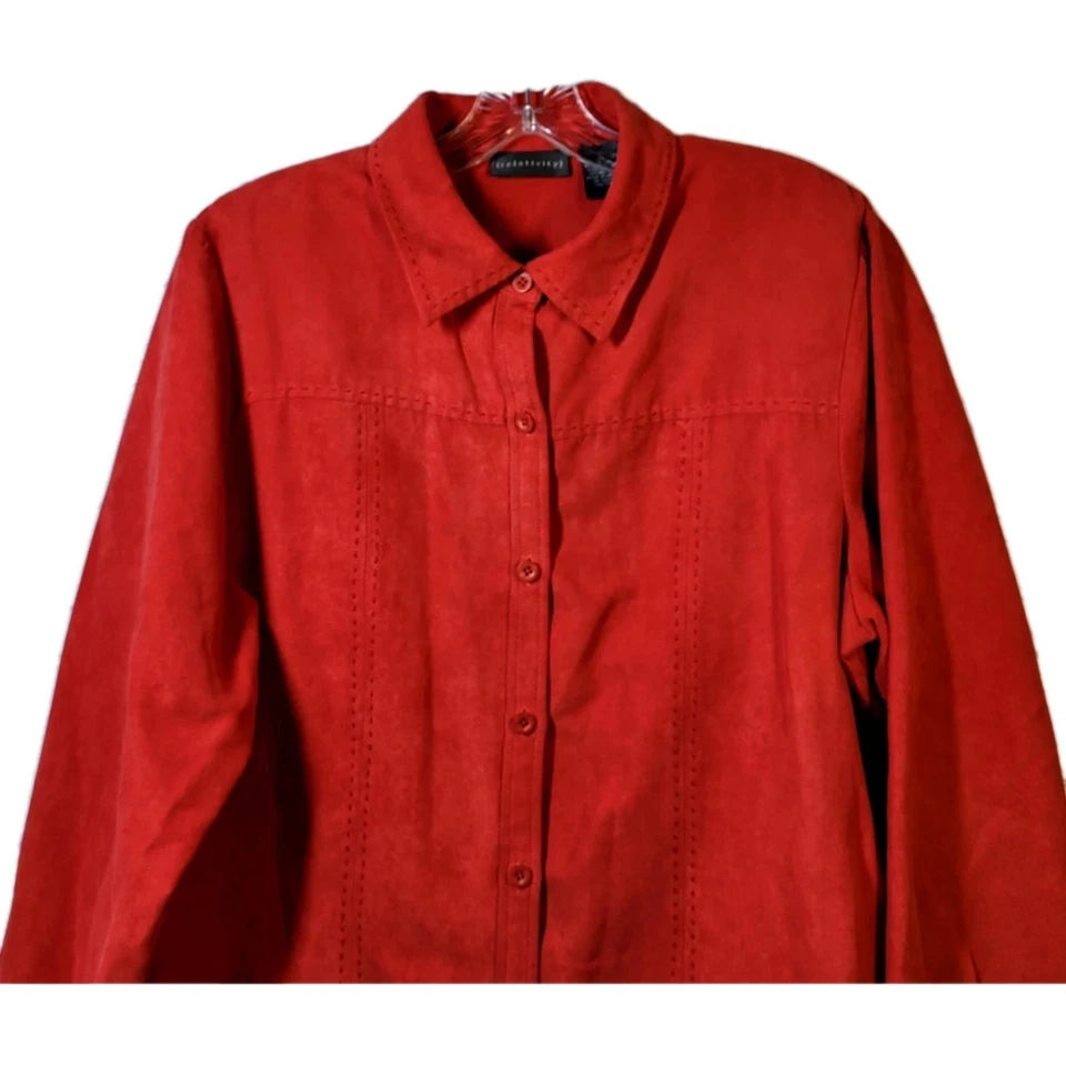 Chaqueta Camisa Relativity Imitación Gamuza Rosa Talla XL Abotonada Preppy Western Foto 2 de 4