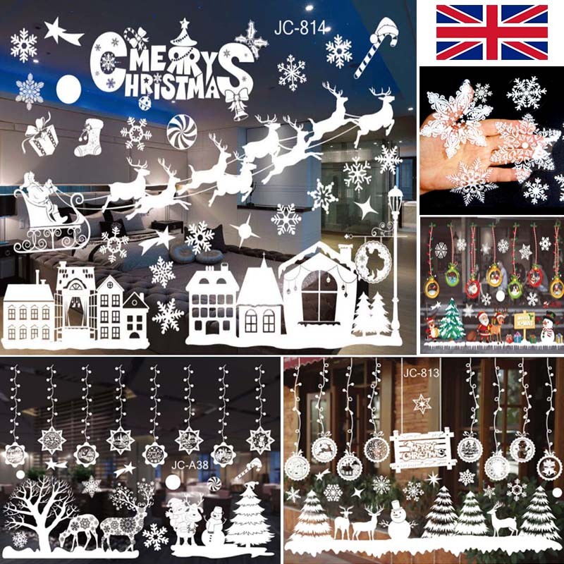 Christmas Xmas Santa Removable Window Stickers Art Decal Wall Home Shop Decor H
