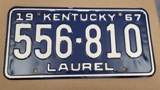 1967 Kentucky License Plate Tag #556-810  Laurel Co  **Nice One!**