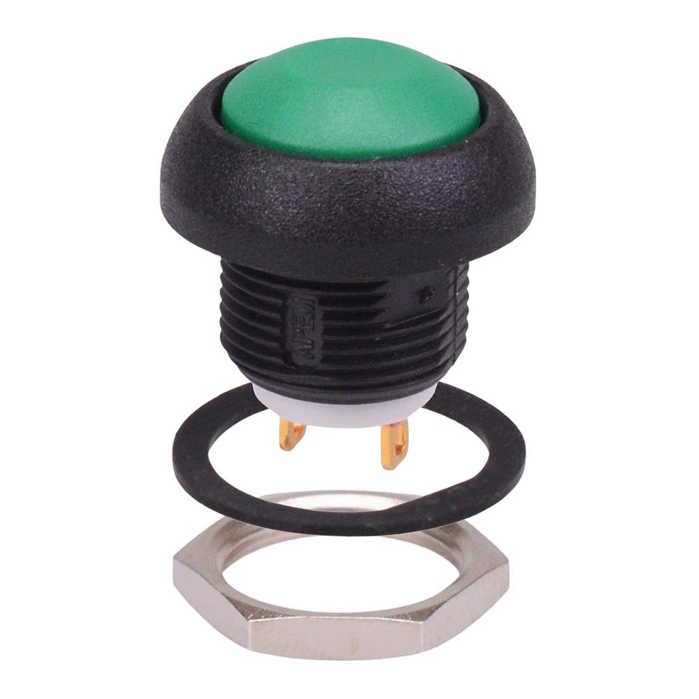 ISR3SAD300160 APEM Green Momentary 12mm Push Button SPST IP67