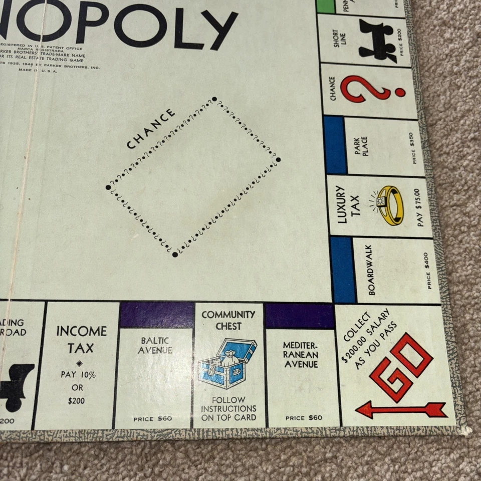 Vintage Popular Edition Monopoly Black Game *Board Only* By Parker Brothers 1954 - Image 4 of 4