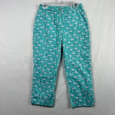 Vintage Lilly Pulitzer Pants Womens size 8 Turquoise Pink Fish Cropped Coastal