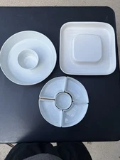 Crate & Barrel Haeger World Market Sandra Lee White Ceramic Serveware Lot Modern